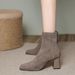 Khaki Chunky Heel High-heeled Ankle Boots For Women, 2025 Autumn And Winter New Style Single Boots, Warm_vogvips.com