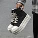 thick-soled Heightening Casual Board Shoes Couple Short Boots Niche Thick-soled High-top Casual Shoes Street Dance Shoes_vogvips.com