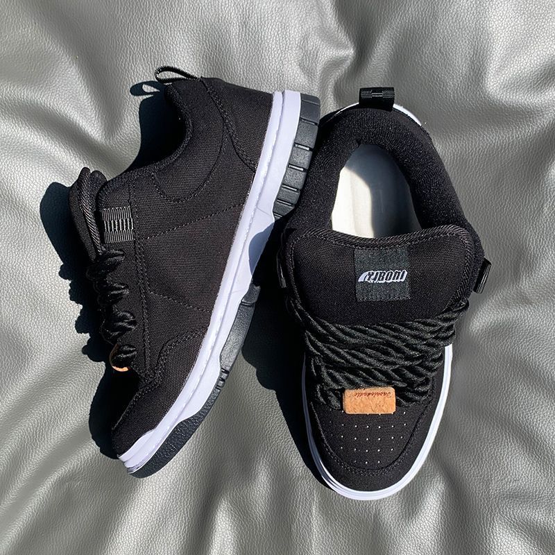 Classic Versatile Black Warrior Loafers, Low-top Popular Thick-tongue Sneakers, Fashionable Trendy Outdoor Casual Shoes_vogvips.com