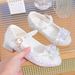 Girls Princess shoes White leather shoes spring and autumn new children's high heels with little girls host dress single shoes_vogvips.com