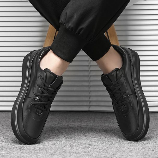 Men's White Top Layer Cowhide Leather Shoes Soft Breathable Low Top Skateboard Sneakers Casual Trendy Versatile Soft Sole_vogvips.com
