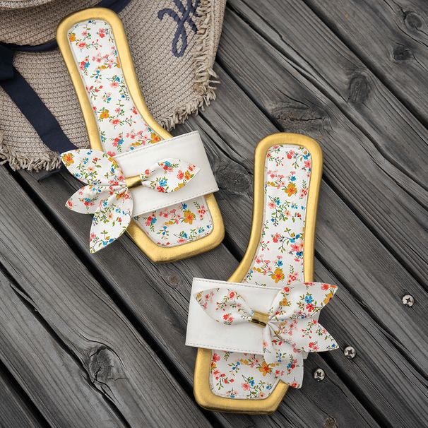2026 New Women's Fashionable Bow Design Casual Hot Selling Small Floral Fresh Trendy Flat Sandals_vogvips.com