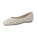 Pointed Single Shoes Women's Flat Bottom Shallow Mouth One Pedal Doudou Shoes Soft Sole Rhinestone Ladyshoes Women_vogvips.com