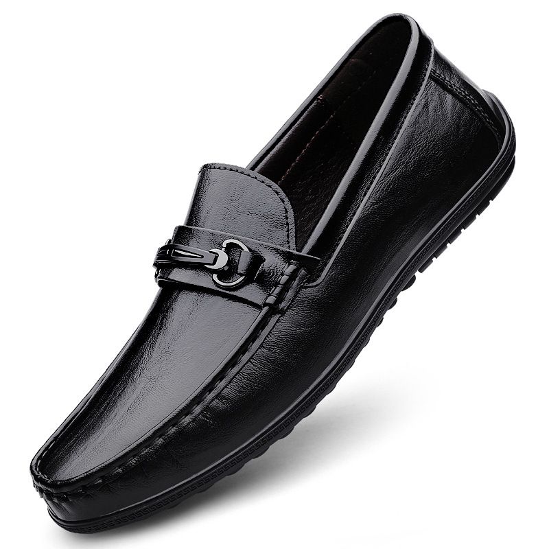 Summer British Style Men's Business Leather Trendy Slip-On Driving Shoes 2025 Korean Version Casual Loafers_vogvips.com
