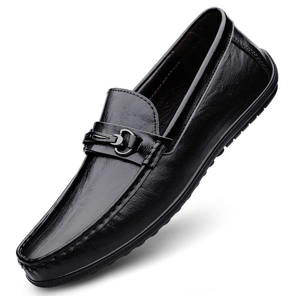 Summer British Style Men's Business Leather Trendy Slip-On Driving Shoes 2025 Korean Version Casual Loafers_vogvips.com