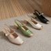 Shallow Mouth Single For Women 2023 Spring Summer New Retro Buckle Low Heel Artistic Square Toe Soft Leather Mary Jane_vogvips.com