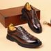 Fashionable Men's New British Black Business Formal Wear Derby Shoes Lace-up Leather British Brown Banquet Dress Wedding Leather Shoes_vogvips.com