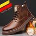 Men's Casual Work Boots - Breathable PU Leather Mid-Calf Martin Boots With Round Toe & Stitching Details (Black/Brown, Regular & Fleece-Lined)_vogvips.com