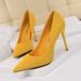 825-3 Korean Style Fashion Simple Stiletto Suede Shallow Pointed Toe High Heels Women's Sexy Slimming Single Shoes_vogvips.com