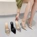 Women's Light Luxury Rhinestone Strappy Pointed Toe High Heel Mule Sandals - Elegant Open Toe Summer Shoes With PU Insole Stiletto Heels And Mules_vogvips.com