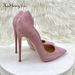 Size33-46 Women's Shoes Pink Velvet High Heels 12CM Pointed Stiletto Shallow Mouth Single Shoes Versatile Women's Shoes_vogvips.com