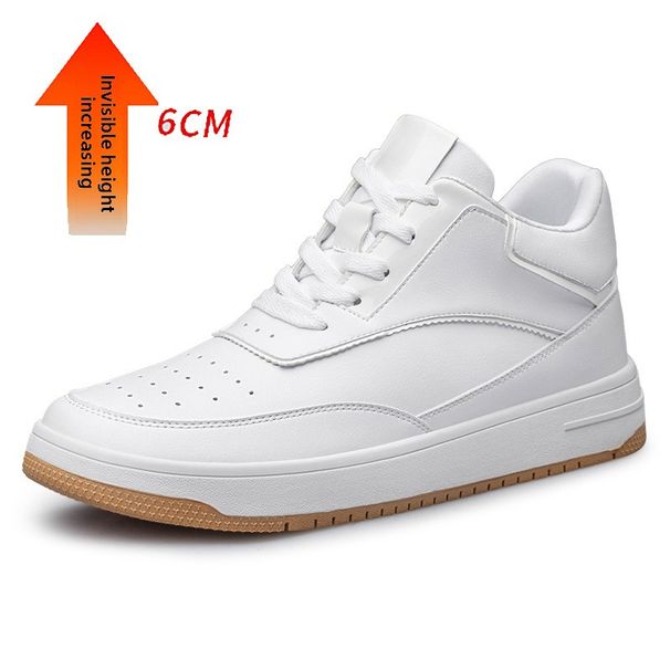 Medium Top Men's Shoes Inner Height Increase Men's Shoes Two-layer Cowhide Board Shoes Invisible Height Increase Shoes Casual Little White_vogvips.com