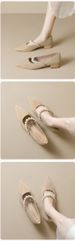 French Pointed Single Shoes Women's Pearl Light Mouth High Heels Suede Thick Heel Mary Jane Shoes_vogvips.com