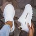 Women's Solid Color Casual Sneaker, Lace-up Lightweight Soft Sole Walking Shoes, Low-Top Comfortable Training Shoes_vogvips.com