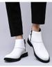 Large Size Men's Short Boots Retro Martin Boots Pointed Belt Buckle Velcro Cotton Boots Men's Shoes_vogvips.com