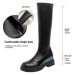 Women's Shoes Knee-High Boots With Hidden Wedge Heel, Stretchy Faux Leather Riding Boots For Autumn Winter, Slenderizing Round Toe Boots Side Zipper_vogvips.com