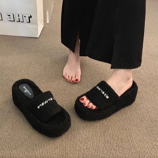European Style Height-Increasing Thick-Soled Furry For Women, High-End Feel, 2025 New Spring And Autumn Trendy_vogvips.com