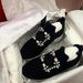 2026 Spring/Summer New Mesh Square Buckle Rhinestone White Sneakers For Women, Thick-Soled Height-Increasing Casual_vogvips.com