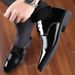 Shiny patent leather Korean version Business pointed formal dress Casual British Wedding large men's shoes_vogvips.com