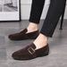 Men's fleece-lined beanie shoes Leather shoes slip-on loafers_vogvips.com