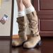 Wstrn Cowboy Boots For Womn With Blt Buckl, Ovr-th-Kn Pil Chunky Hl Slimming Long Tub Riding Boots, Hot_vogvips.com