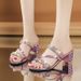 2026 Summer New Women's Shoes: High-Heeled Rhinestone Peep-Toe Chunky Heel Casual Sandals, Cross-Border Plus-Size_vogvips.com