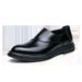 Euro Step Men's Leather Shoes Height Increasing Breathable British Style Loafers Business Formal Pointed Toe Slip-On Xuheng New_vogvips.com