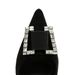 516-K73 Spring And Autumn Banquet High Thin Heels, Suede Surface, Shallow Mouth, Pointed Metal Diamond Button Single_vogvips.com