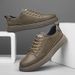 Round Head Lace-up Board Shoes Casual Low-top Breathable Sports Men's Shoes Rubber Non-slip Sole_vogvips.com