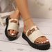 Fashionable Buckle Strap Foreign Trade Shoes, Cross-border European And American Large Size Solid Color Thick-soled_vogvips.com
