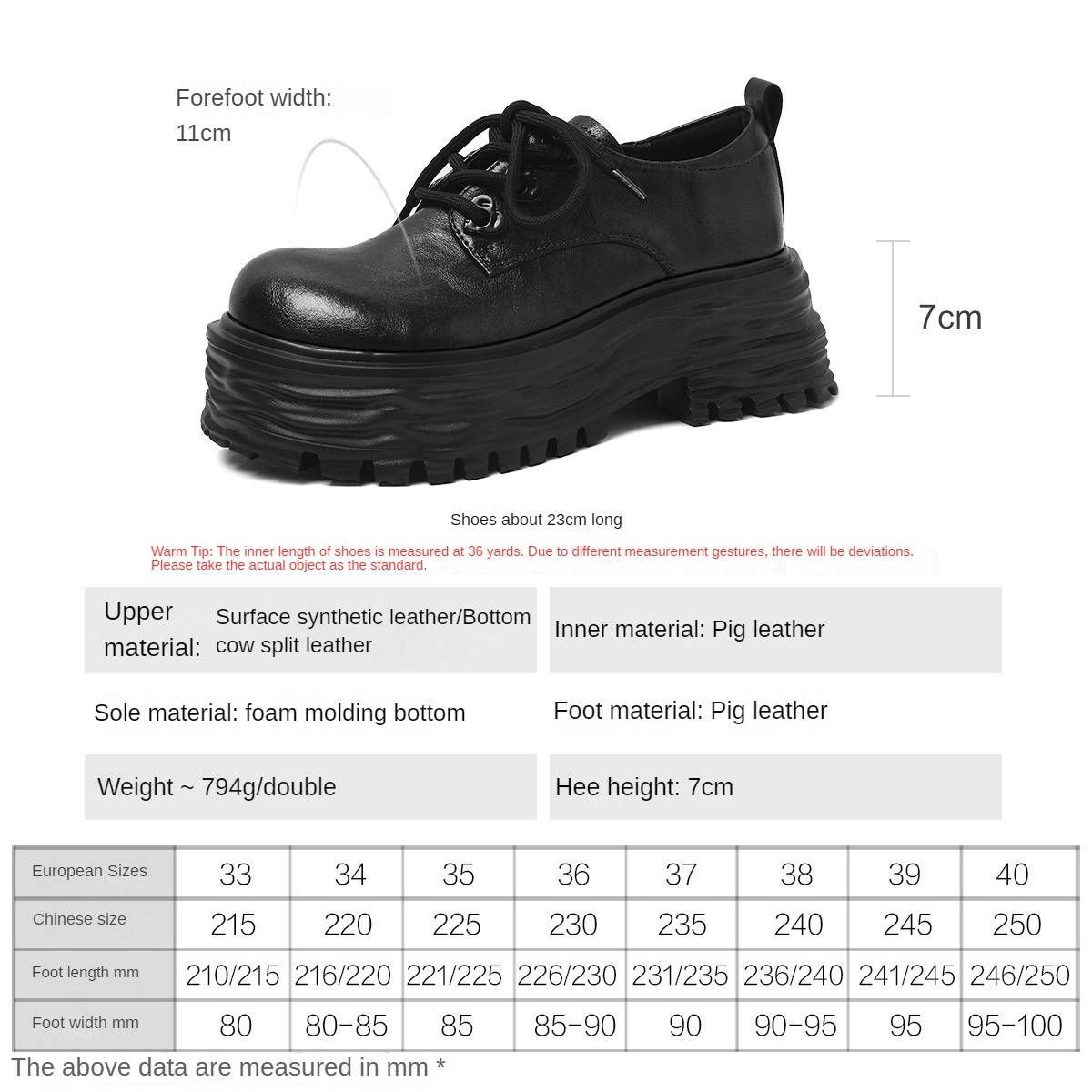 cameido Women's round-toed, thick-soled, deep-mouth single shoes and uniform shoes with laces, British-style leather shoes for autumn 2024_vogvips.com