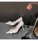 Women's Elegant Stiletto Heels White Wedding Shoes With Bow And Lace For Banquet Dresses Western Style High Heels_vogvips.com