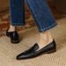 Round Head Tassel Black Soft Bottom Bean Shoes Thick Heel Low Heel Shoes Women's Casual Loafers Ladies Shoes_vogvips.com