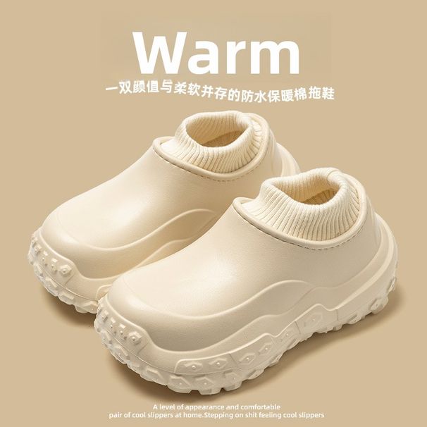 Stepping On Clouds Thick-Soled For Women, New Winter Outdoor Waterproof Non-Slip Cotton Slippers, Fashionable Versatile_vogvips.com