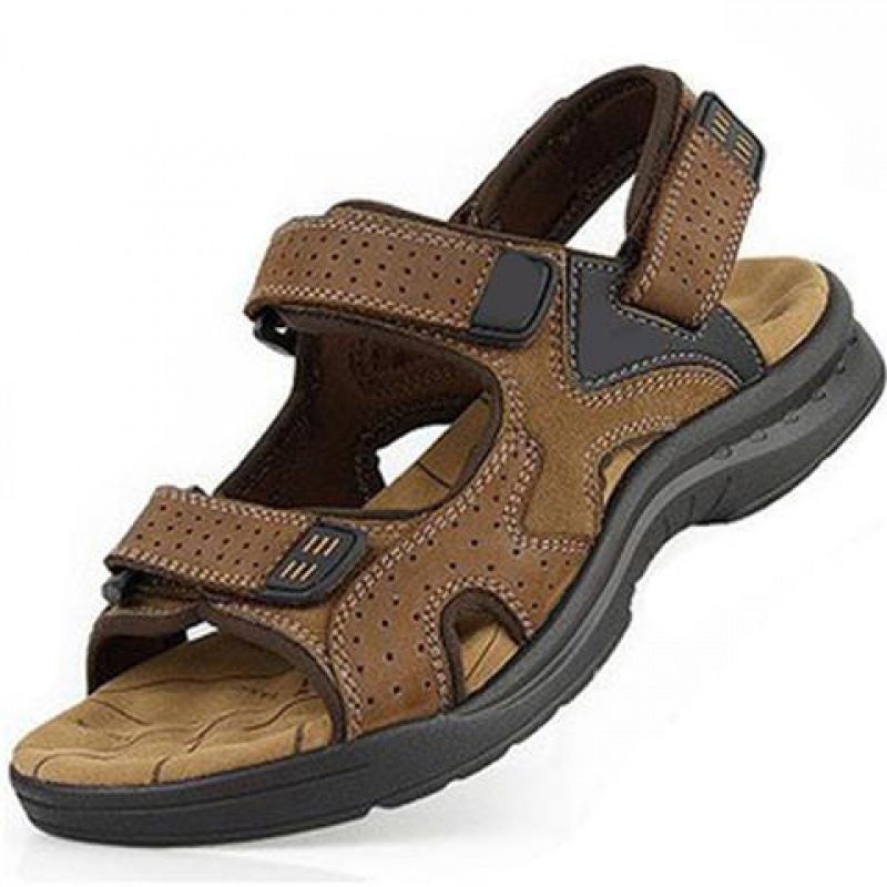 New Brand Classic Mens Summer Genuine Leather Sandals Outdoor Casual Lightweight Sandal Fashion Men Sneakers BigSize_vogvips.com