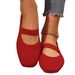 New Large Size Hollow Fly-knit Flat Women, Breathable Slip-on Square-toed Work Shoes For All Seasons_vogvips.com
