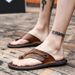 Large Herringbone Outerwear Casual Handmade Slippers, Clamp Feet, Men's Beach Sandals_vogvips.com