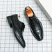Men's Fashion Brown Brock Carved Men's Shoes Braided Blue Business Derby Shoes Lace-up Genuine Leather British Banquet Dress Wedding Leather_vogvips.com
