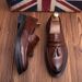 New Fashion Men's Brown Business Casual Loafer Shoes Daily Office Black Buckle Monk Men's Shoes One Foot Cover Banquet Dress Wedding Leather Shoes_vogvips.com