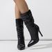 Women's Fashion Boots Pointed Toe Stiletto Heel Side Zipper Ankle Boots With Wrinkle Effect Waterproof Non-Slip Comfortable Lining_vogvips.com