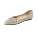 Pointed Single Shoes Women's Flat-bottomed Versatile Rhinestone Ladyshoes One Pedal Gentle Evening Wind Doudou Shoes_vogvips.com