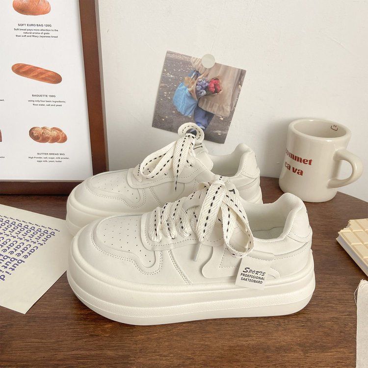 2023 Summer New Thick-Soled Soft-Soled Round-Toe White Sneakers For Women Students, Big-Headed Loafers, Casual Sports_vogvips.com