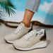 Large Size Casual White Sneakers For Women, 2024 Autumn New European And American Style Comfortable Sports Shoes, Women's Shoes Size 43_vogvips.com