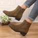 2024 Autumn Winter Fashion Plus Size Zipper Women's Suede Martin Chunky Heel Short Boots_vogvips.com