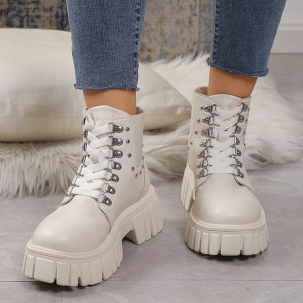 Martin Boots Women's New British-style Rivet Short Boots Slim Boots_vogvips.com