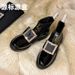 2024 Fall/Winter R Brand New Rhinestone Metal Square Buckle Thick-Soled Ankle Versatile Korean Style C Helsea Boots_vogvips.com
