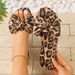 Leopard Print Bowknot Slippers For Women 2026 New Export Square Toe Flat Low Heel Casual Outdoor Wear Ladies Sandals_vogvips.com