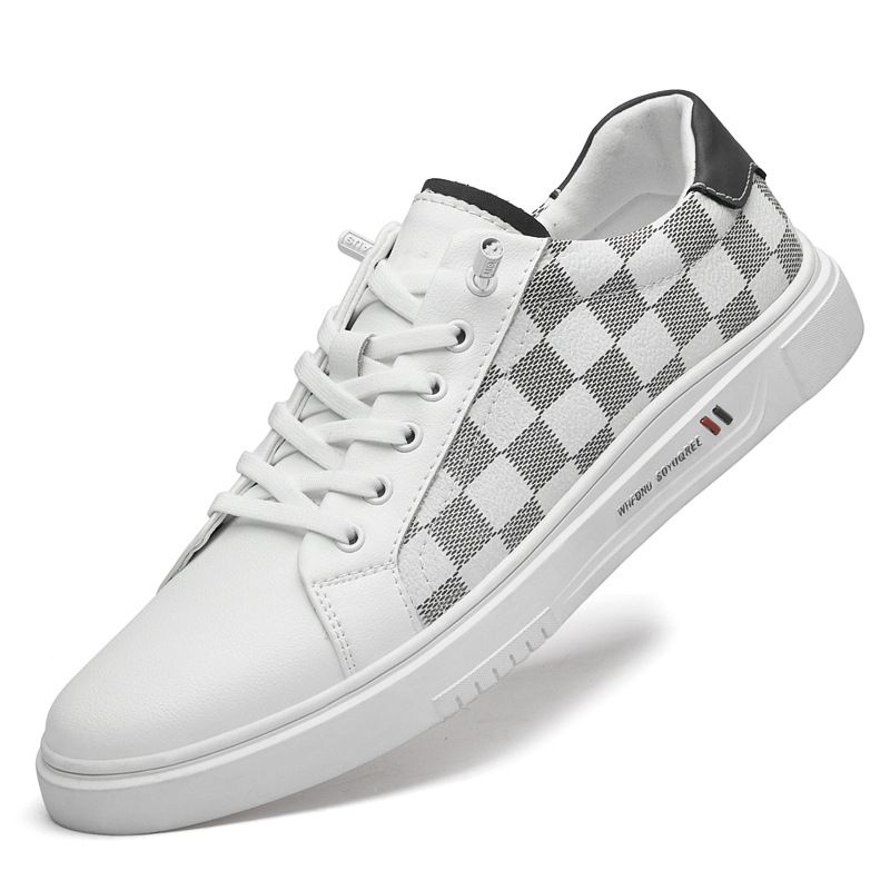 Men's Shoes Board Shoes Little White Shoes Low-top Cowhide Surface Printed Flat-bottomed Sports And Leisure Shoes_vogvips.com