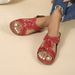 New Large Size Slippers Vintage Car Line Non-slip Round Head Wedge With Comfortable One Word Slippers Women_vogvips.com