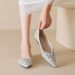 French Pointed Single Shoes Women's Flat Bottom Shallow Mouth Rhinestone Wedding Shoes With Skirt Temperament Women's Shoes_vogvips.com